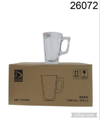 Imagen de TAZA DE VIDRIO TRANSPARENTE CON ASA 11.5*7.9CM 3.26